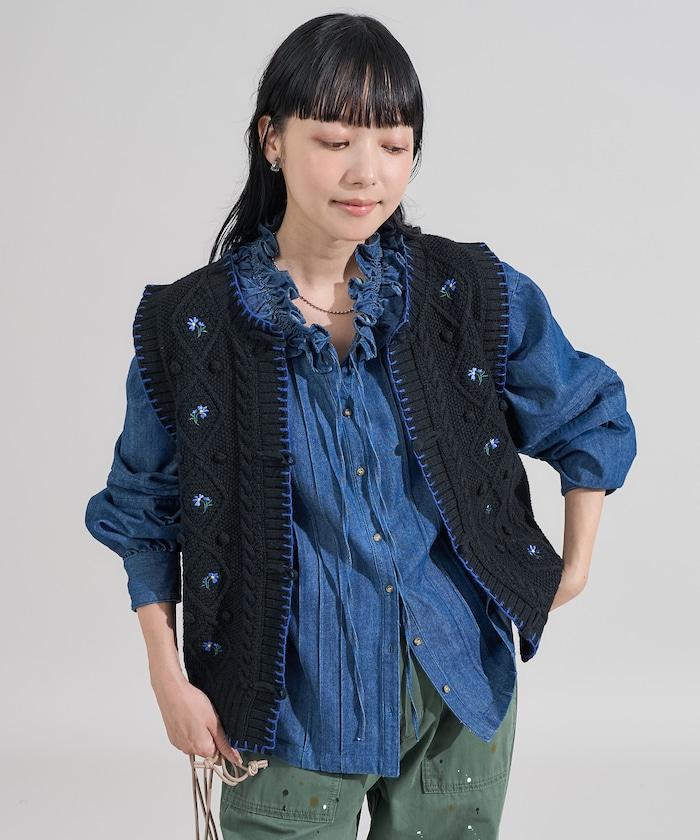 花卉刺繡針織背心