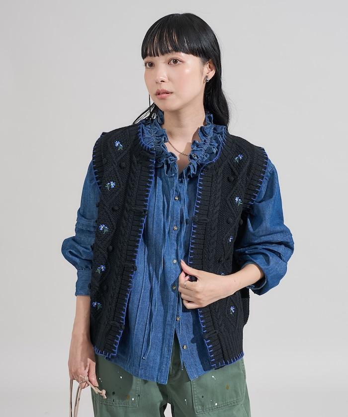 花卉刺繡針織背心