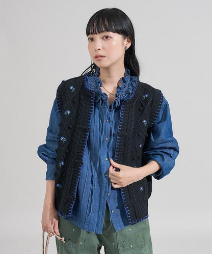 花卉刺繡針織背心