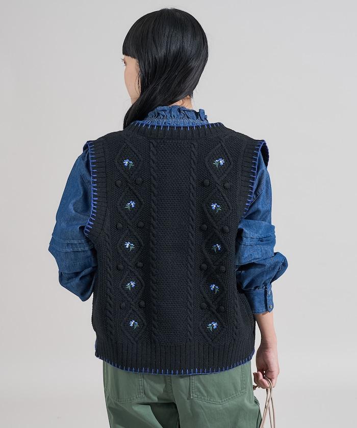 花卉刺繡針織背心