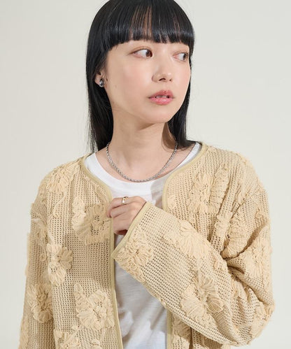メッシュ花柄 レースカーディガン
