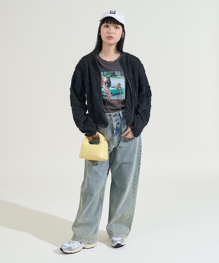 メッシュ花柄 レースカーディガン
