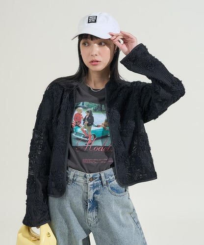 メッシュ花柄 レースカーディガン