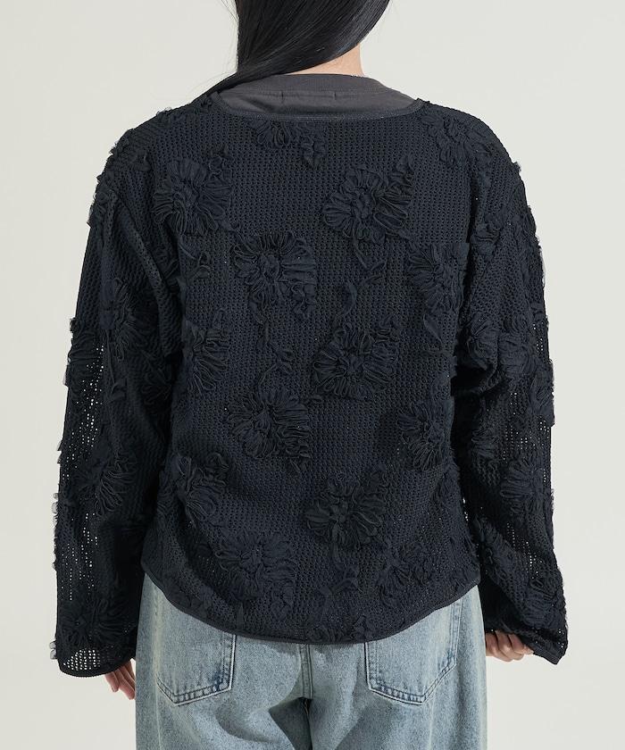 メッシュ花柄 レースカーディガン