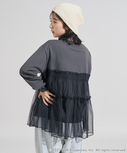 NBA網紗荷葉邊長袖T恤