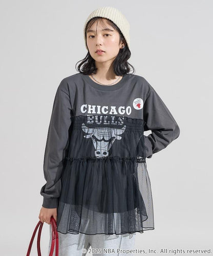 NBA網紗荷葉邊長袖T恤