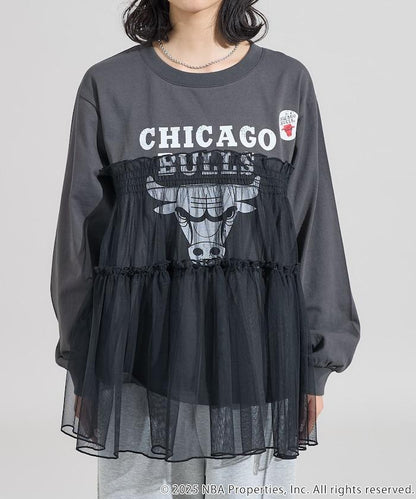 NBA網紗荷葉邊長袖T恤