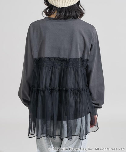 NBA網紗荷葉邊長袖T恤