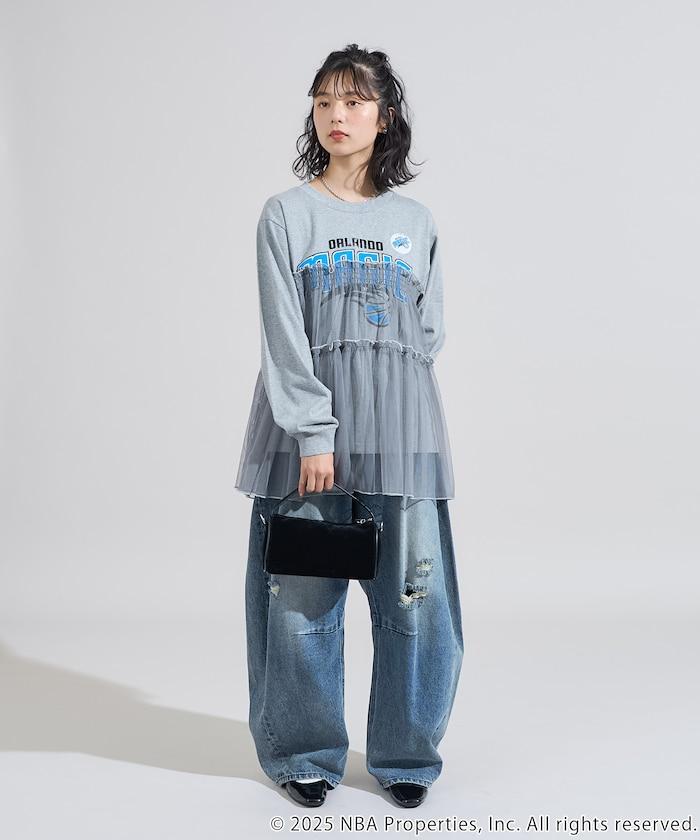 NBA網紗荷葉邊長袖T恤