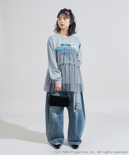 NBA網紗荷葉邊長袖T恤