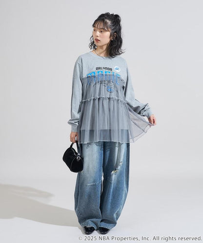 NBA網紗荷葉邊長袖T恤