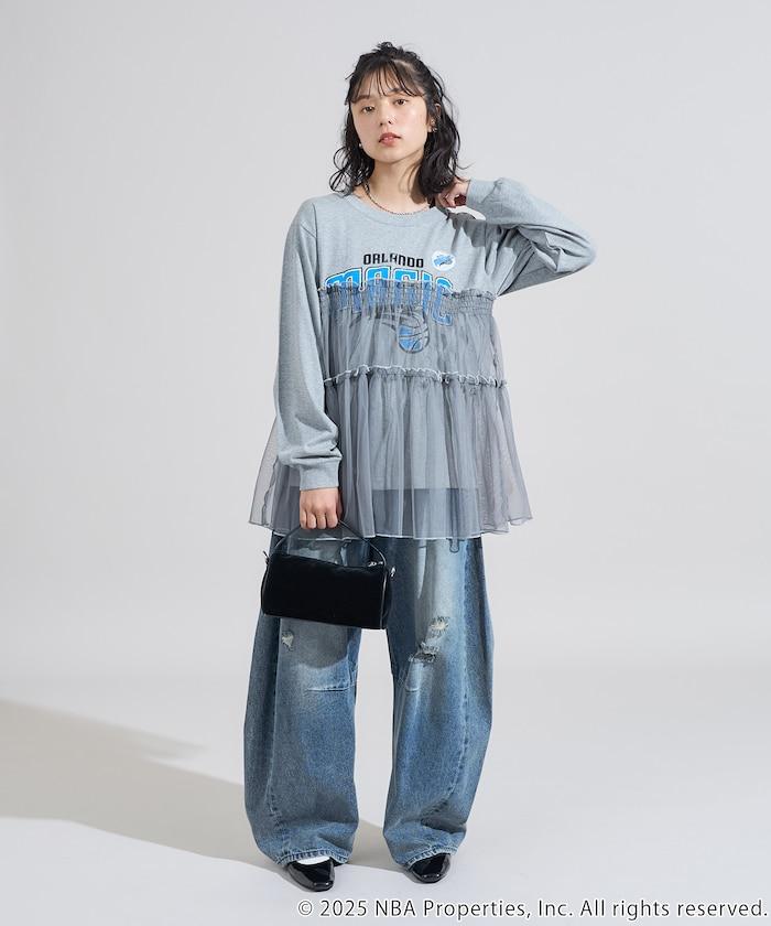 NBA網紗荷葉邊長袖T恤