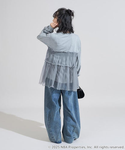 NBA網紗荷葉邊長袖T恤