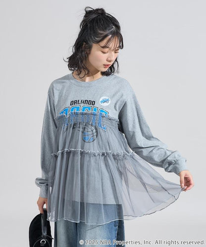 NBA網紗荷葉邊長袖T恤