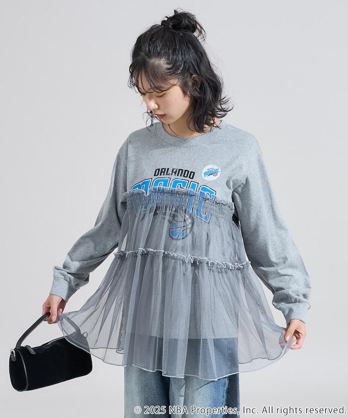 NBA網紗荷葉邊長袖T恤