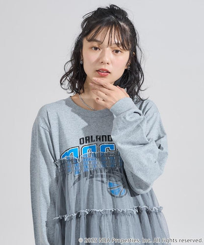 NBA網紗荷葉邊長袖T恤