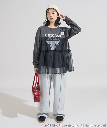 NBA網紗荷葉邊長袖T恤