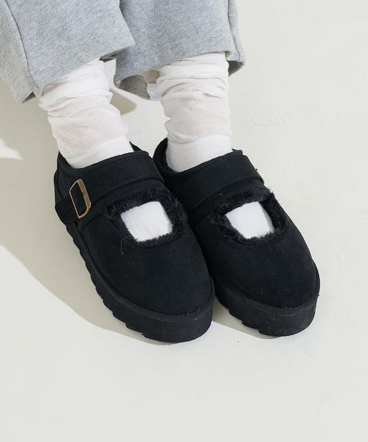 厚底環保毛絨瑪麗珍鞋