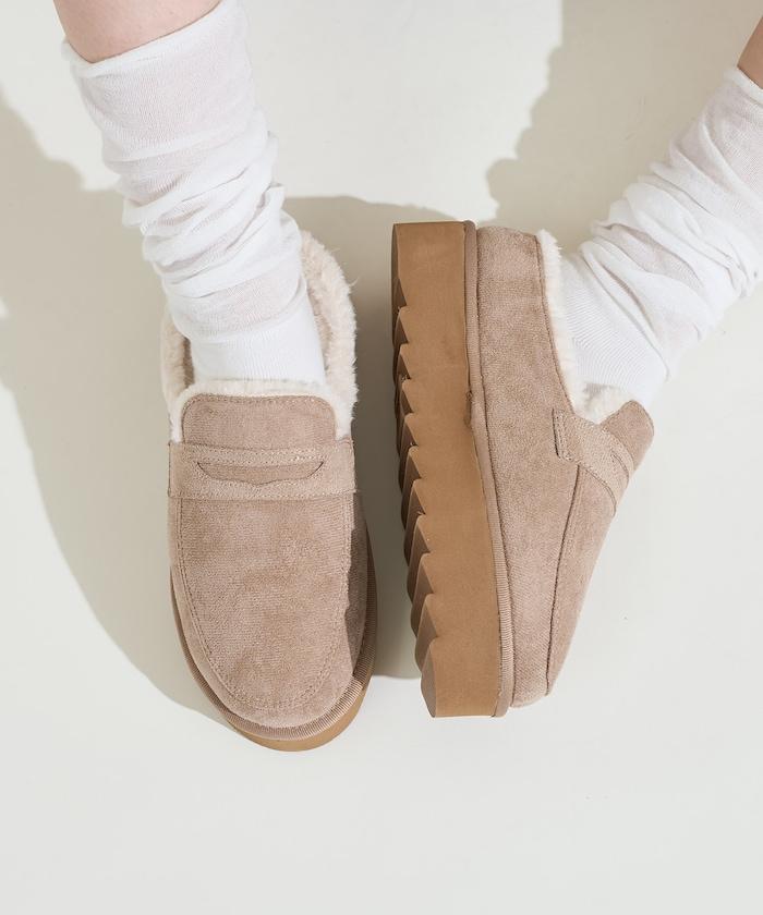 厚底仿皮草樂福鞋