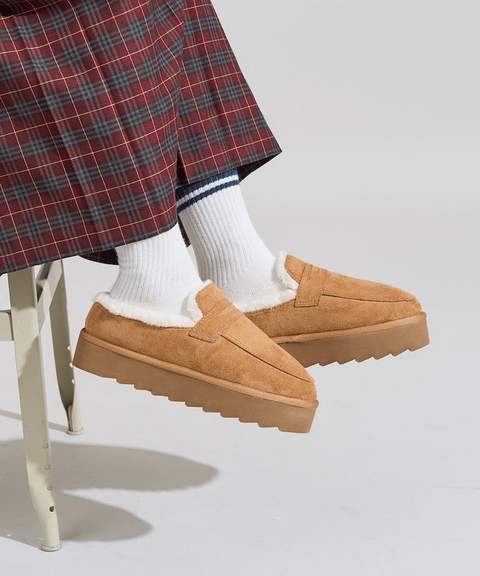 厚底仿皮草樂福鞋