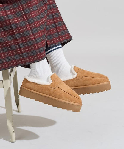 厚底仿皮草樂福鞋