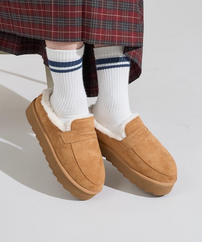 厚底仿皮草樂福鞋