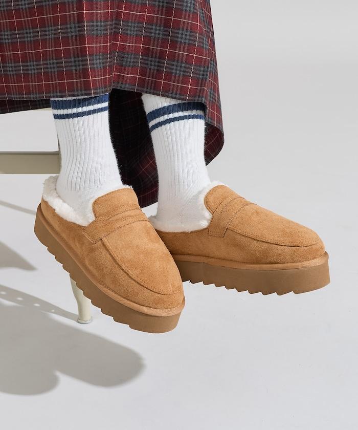 厚底仿皮草樂福鞋