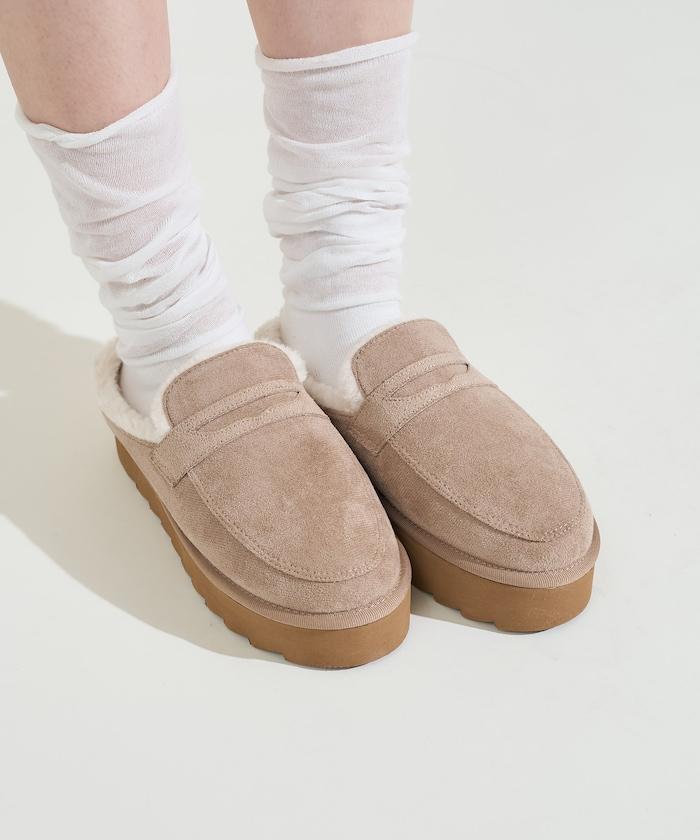 厚底仿皮草樂福鞋