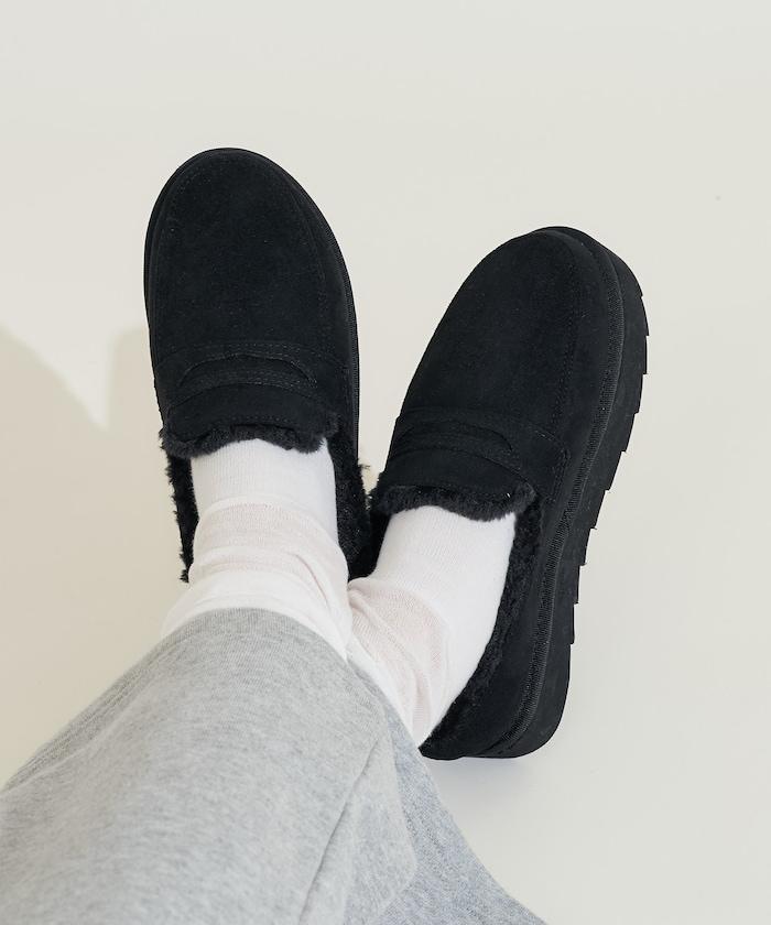 厚底仿皮草樂福鞋