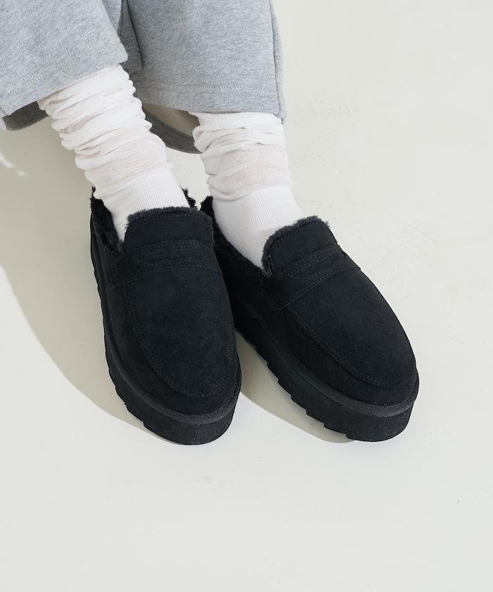 厚底仿皮草樂福鞋