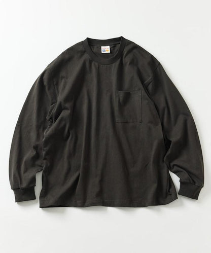 10.5盎司加厚長袖圓領口袋T恤