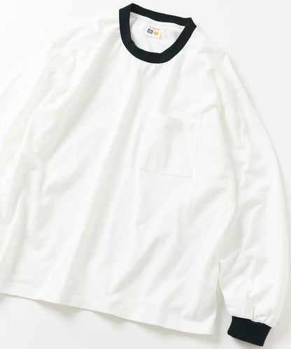 10.5盎司加厚長袖圓領口袋T恤