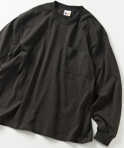 10.5盎司加厚長袖圓領口袋T恤