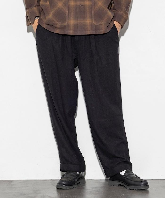 特別款寬鬆版型羊毛雙層西裝褲