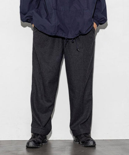 特別款寬鬆版型羊毛雙層西裝褲