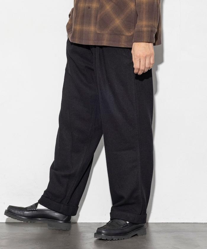 特別款寬鬆版型羊毛雙層西裝褲