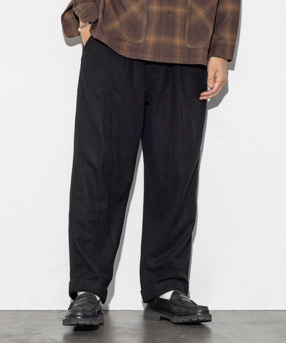 特別款寬鬆版型羊毛雙層西裝褲