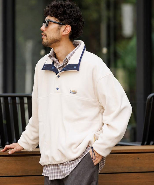 寬鬆版型 單點標誌 抓絨 按扣 抽繩 套頭衫