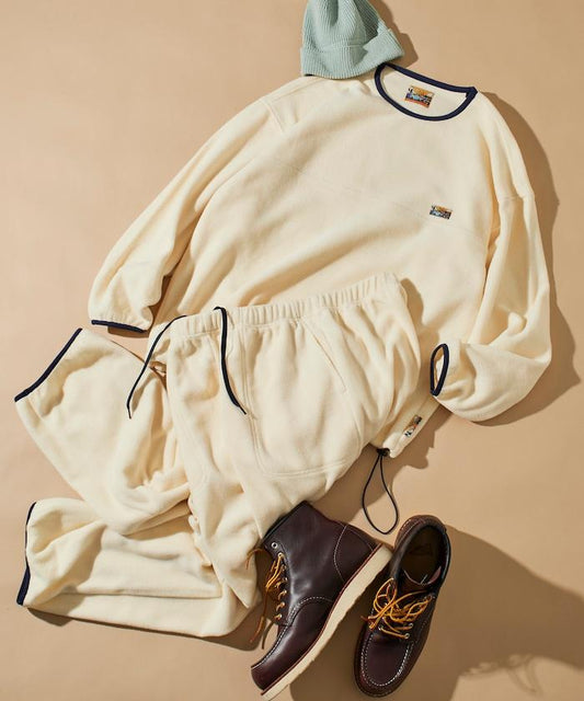 寬鬆版型單點標誌抽繩抓絨套裝圓領套頭衫長褲套裝