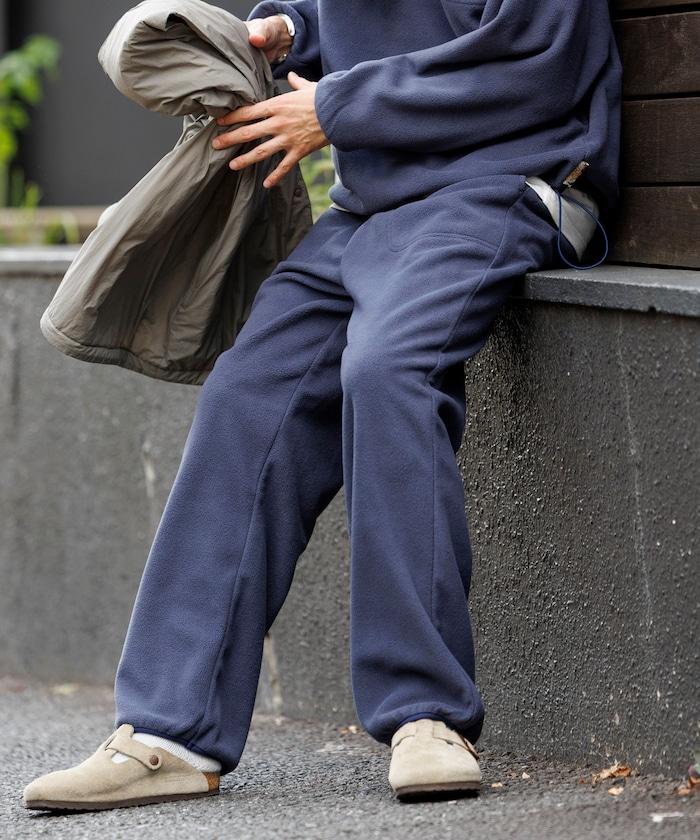 寬鬆版型單點標誌抽繩抓絨套裝圓領套頭衫長褲套裝