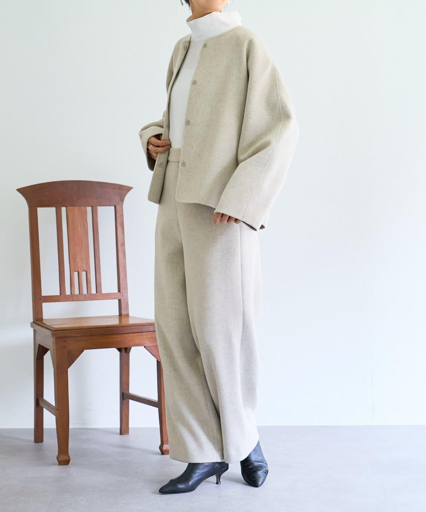 《15 quinze》羊毛海狸呢長褲