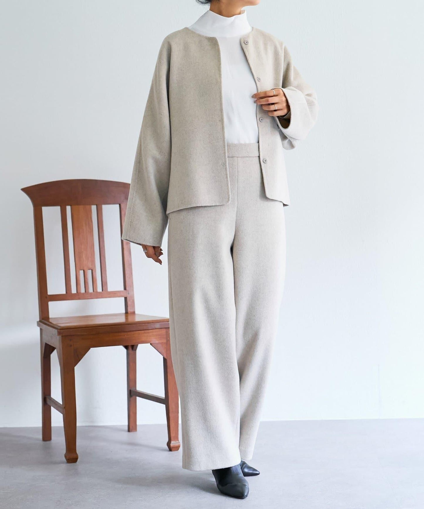 《15 quinze》羊毛海狸呢長褲