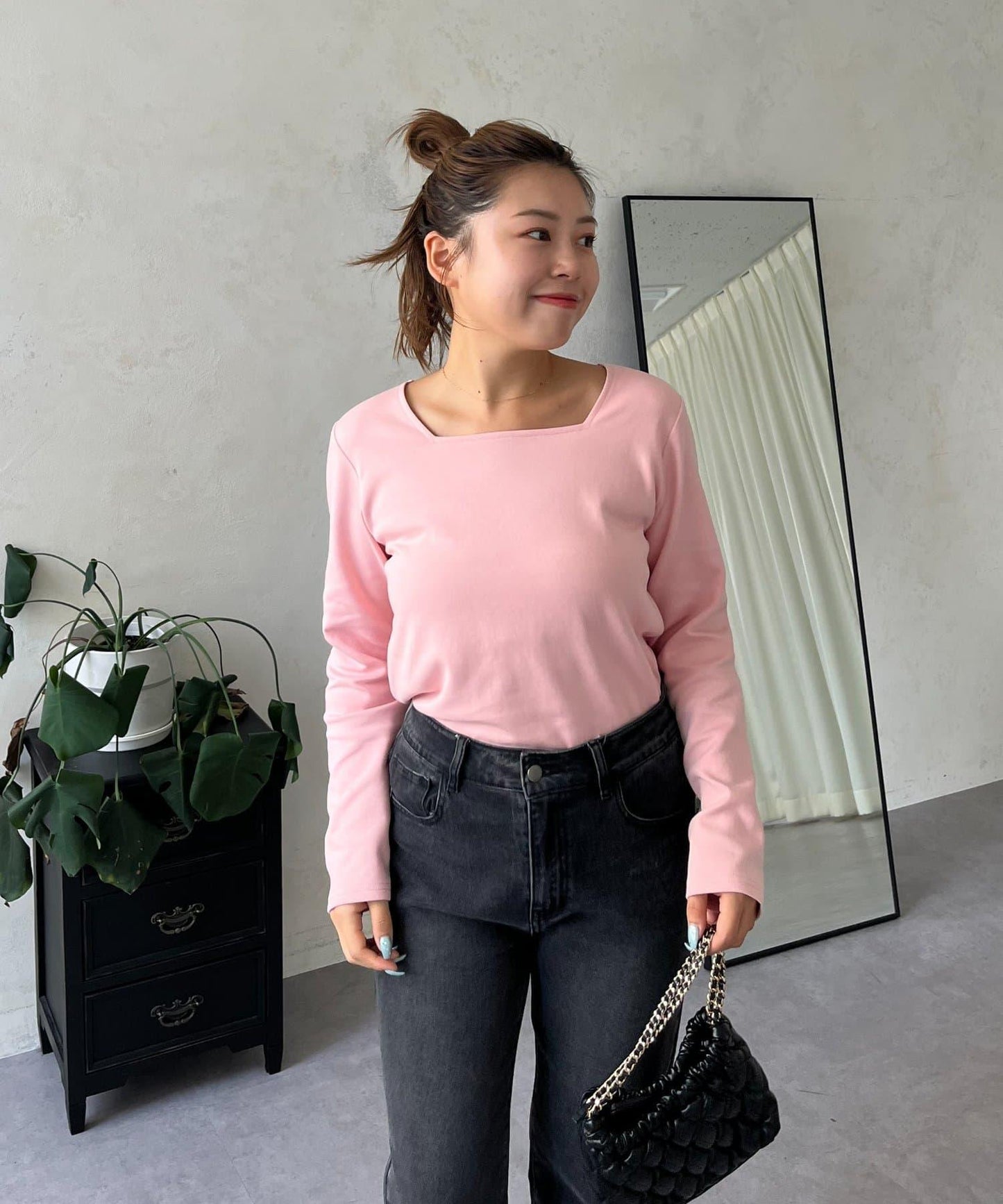 【MOMO】方領長袖T恤