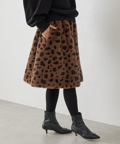 《15 quinze》豹紋仿毛皮裙