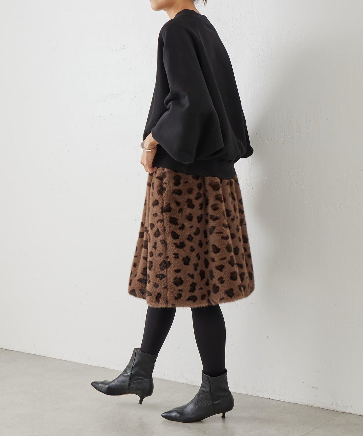 《15 quinze》豹紋仿毛皮裙
