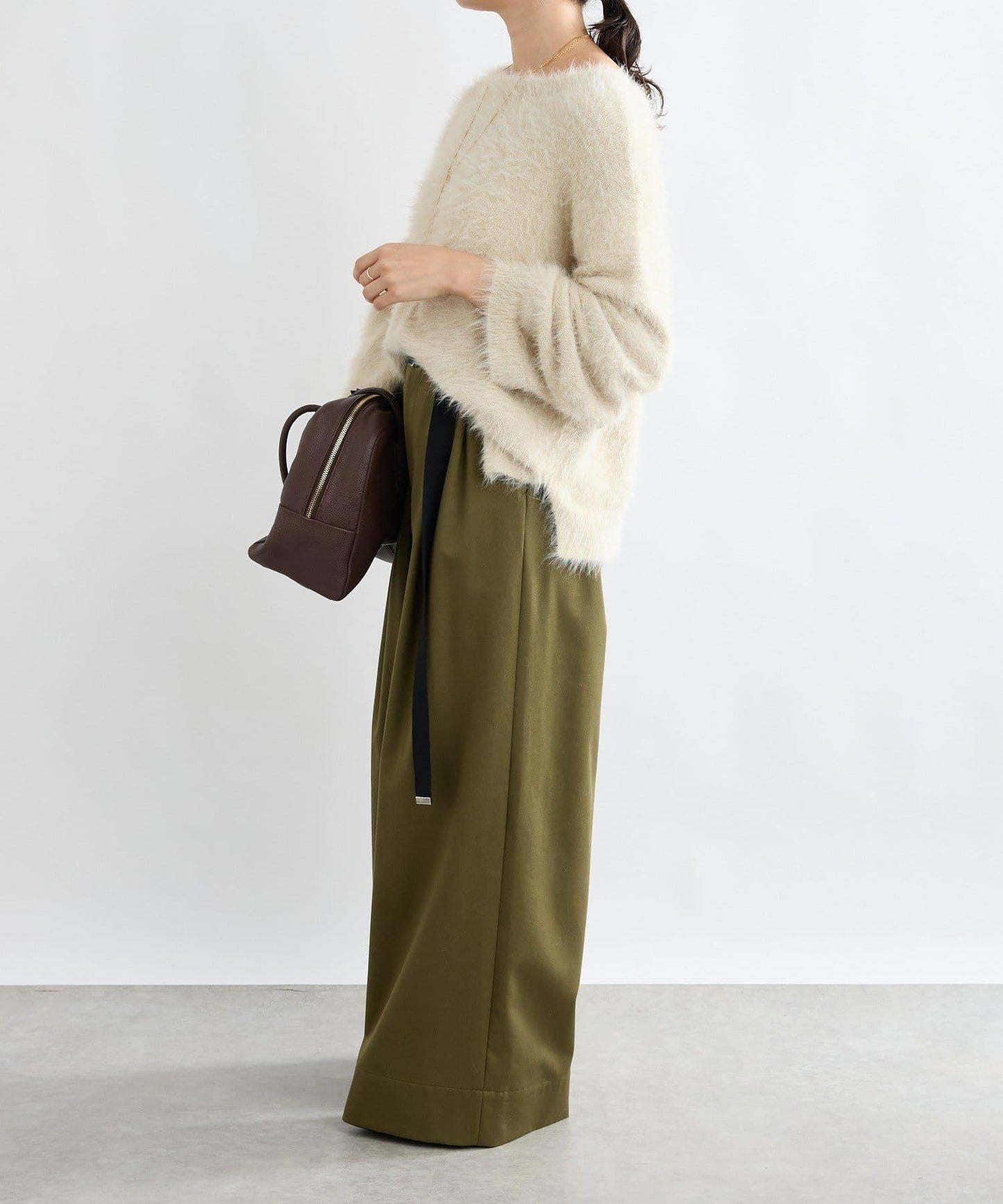 【輕盈感】褶皺工裝寬腿褲