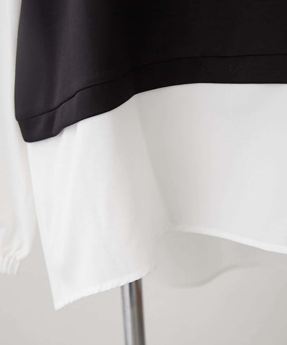 刺繡拼接套頭衫帶項鍊