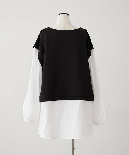 刺繡拼接套頭衫帶項鍊