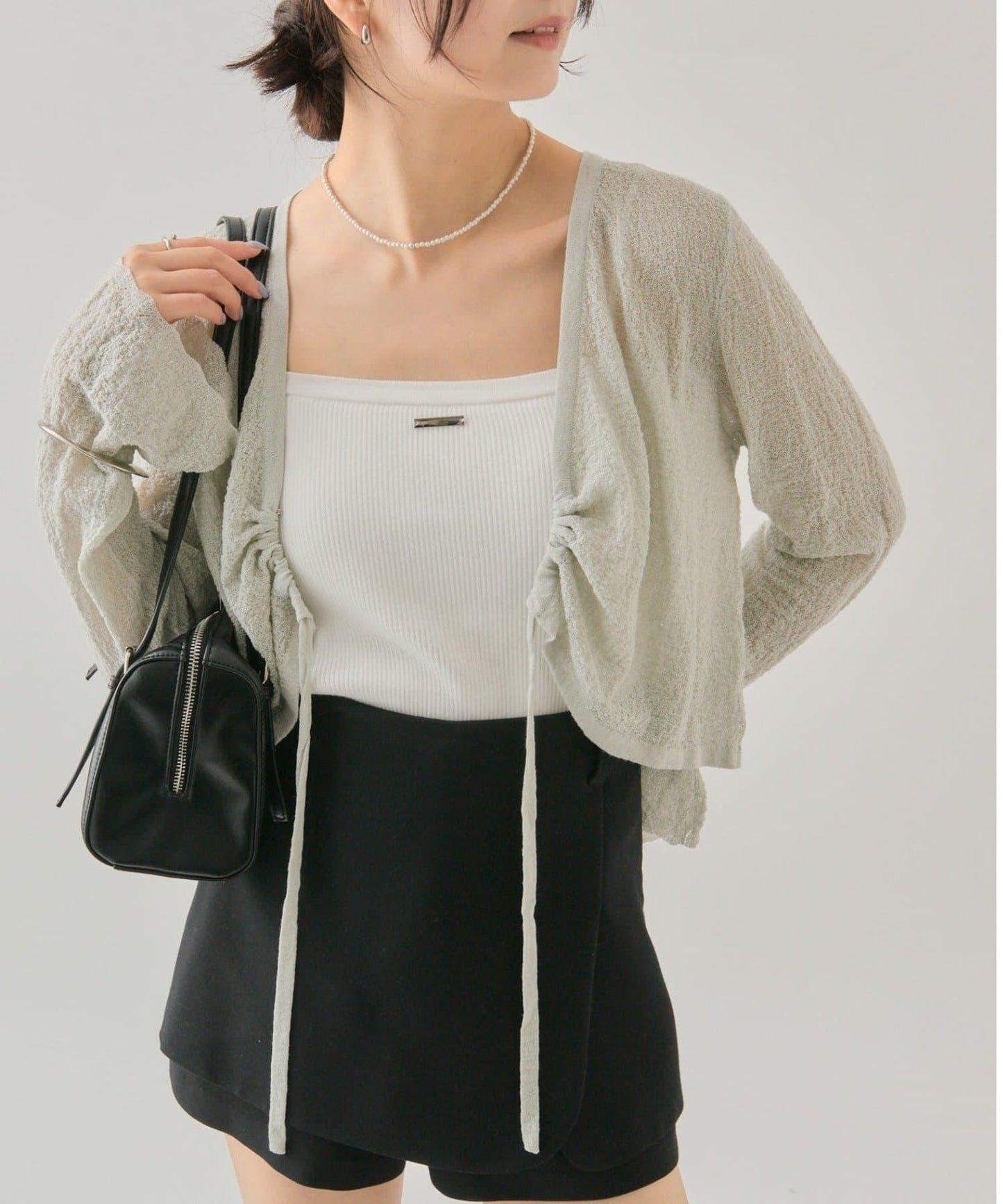 鏤空針織短款開衫