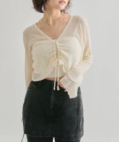 鏤空針織短款開衫